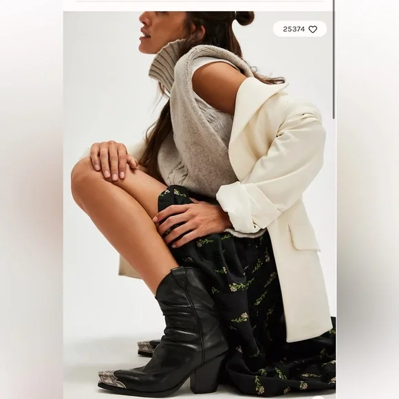 Free People Black Leather Ankle Boots - Picture 2 of 12